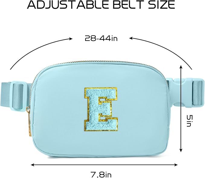 Gitus Gifts for 8 9 10 11 12 Year Old Girls Belt Bag Fanny Pack Crossbody Bags with Initial Letter Patch Cute Stuff Birthday Gifts for Teen Girls Women Personalized Trend Stuff (Icing Blue-E)