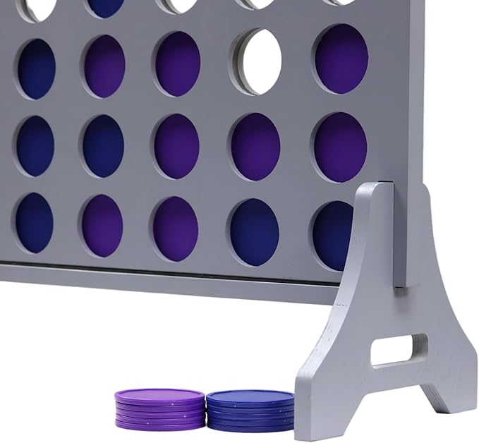 Tailgating Pros Premium Grey Giant Four in a Row with Carrying Case - Jumbo Oversized Outdoor Yard Game - Connect Multiple Pucks in a Row to Win - Many Puck Colors Available!