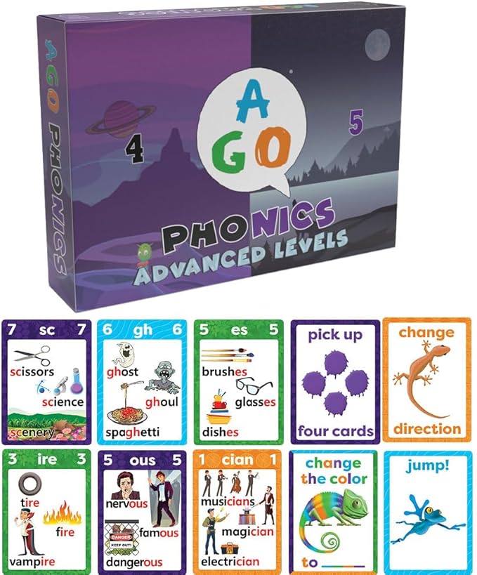 Phonics Card Game - Advanced Set (Levels 4 and 5) A Fun Game to Build Phonics and Reading Skills. Learn Tricky phonemes (digraphs/dipthongs/Word Families/Silent Letters & More!)