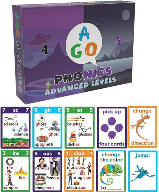 Phonics Card Game - Advanced Set (Levels 4 and 5) A Fun Game to Build Phonics and Reading Skills. Learn Tricky phonemes (digraphs/dipthongs/Word Families/Silent Letters & More!)