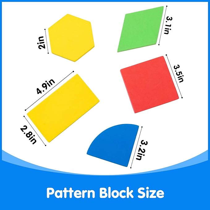 Magnetic Pattern Blocks - 10 Shapes - Magnetic Shapes for Whiteboard & Math Manipulatives