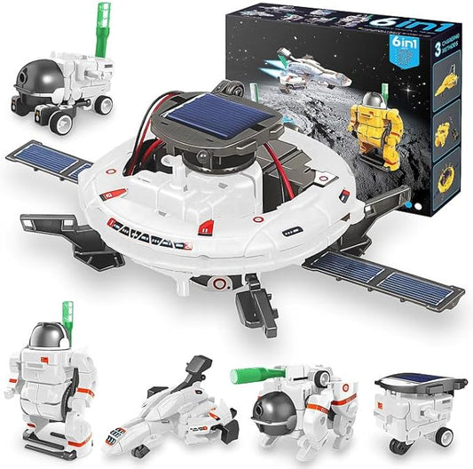 STEM Projects for Kids Ages 8-12 Solar Robot Kit 6-in-1 Space Toys for 10-Year-Old Boy Girl Gift Building Toys Science Kits Christmas Birthday Gifts for 8 9 10 11 12 Year Old, White