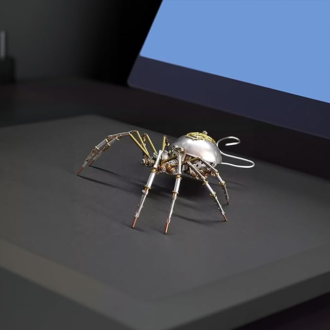 Steampunk Metal Insect Bug Mechanical Sculpture Insect Clockwork 3D Metal Puzzle Model Handmade for Man Entomology Learning(Long-Tailed Spider)