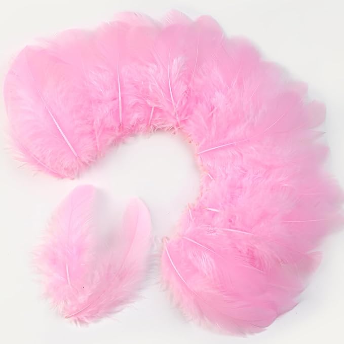 Soarer Pink Feathers for Crafts - 300pcs 3-5inch Craft Feathers Bulk for Wedding Home Party, Dream Catcher Supplies and DIY Crafts(LightPink)