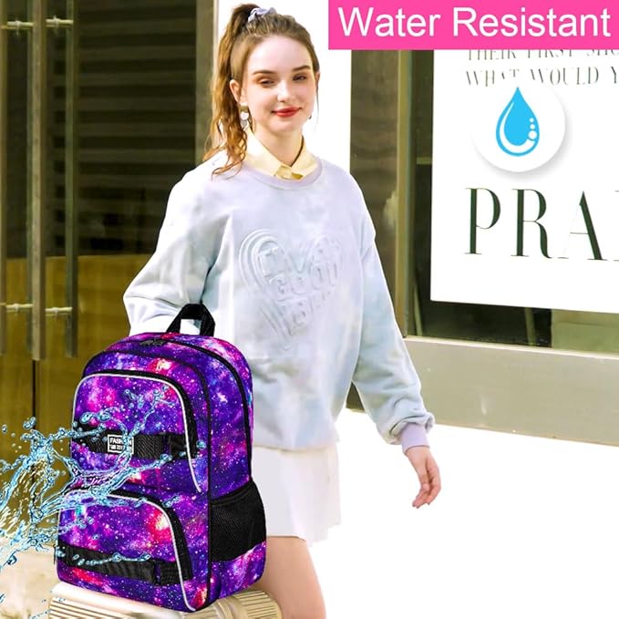UFNDC Backpack for Girls, 17.5" Water Resistant Cat Galaxy Tie-Dye School Backpacks, Teens Bookbag for Women College Middle