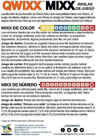 Gamewright Qwixx Mixx - Genuine Enhanced Game Play Add-On Replacement Scorecards for Qwixx - A Fast Family Dice Game, 8 + years