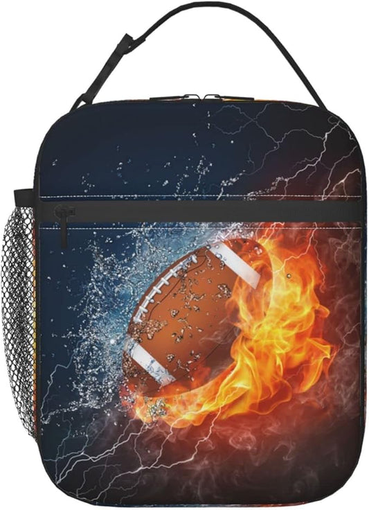 Ice Fire Football Reusable Lunch Box Insulated LunchBox Cooler Lunch Bag