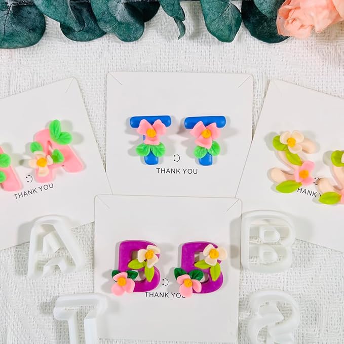 Xaekicr Alphabet Polymer Clay Cutters: 26 Pcs, Letter Designs for Polymer Clay Jewelry,Letter Clay Molds for DIY Custom Clay Earrings