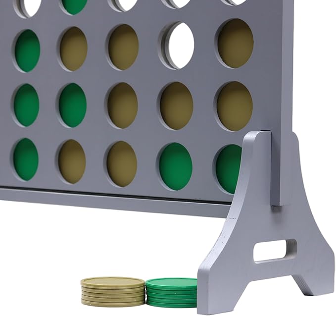 Tailgating Pros Premium Grey Giant Four in a Row with Carrying Case - Jumbo Oversized Outdoor Yard Game - Connect Multiple Pucks in a Row to Win - Many Puck Colors Available!