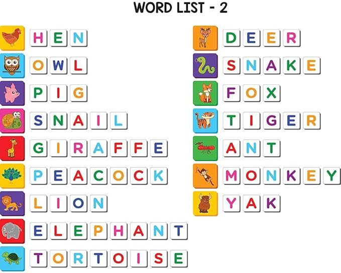 Magnetic Preschool learning Toys for Toddlers Aged 3 4 5 6 Years Old Learn to Spell Animals|104 Magnet Pieces-32 Picture & 72 Letters with Magnet Board & Spelling Game Guide|Educational Toy for Kids