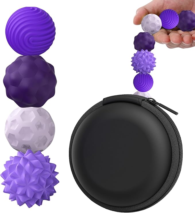 BUSOHA Silicone Magnetic Fidget Balls - 4 Pack Fidget Toys Stress Balls for Adults Sensory Stone Travel Toys for Calming,Autism and ADHD,Gifts for Classroom Kids Girls Boys Teens