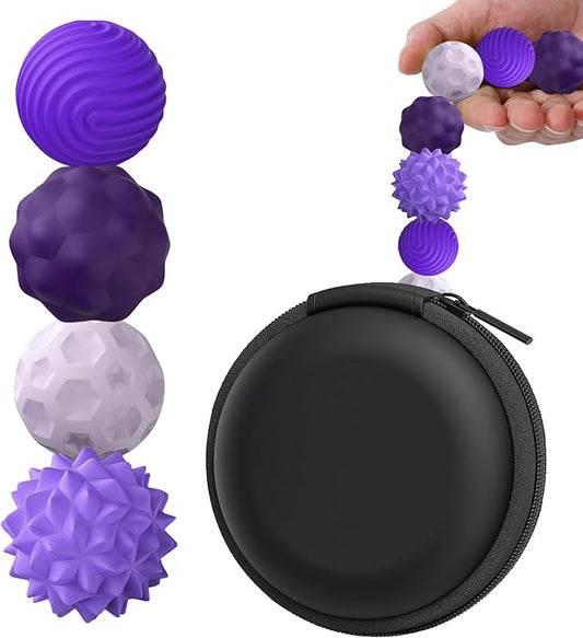 BUSOHA Silicone Magnetic Fidget Balls - 4 Pack Fidget Toys Stress Balls for Adults Sensory Stone Travel Toys for Calming,Autism and ADHD,Gifts for Classroom Kids Girls Boys Teens