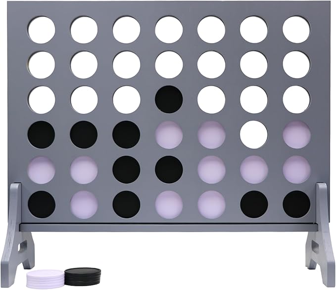 Tailgating Pros Premium Grey Giant Four in a Row with Carrying Case - Jumbo Oversized Outdoor Yard Game - Connect Multiple Pucks in a Row to Win - Many Puck Colors Available!
