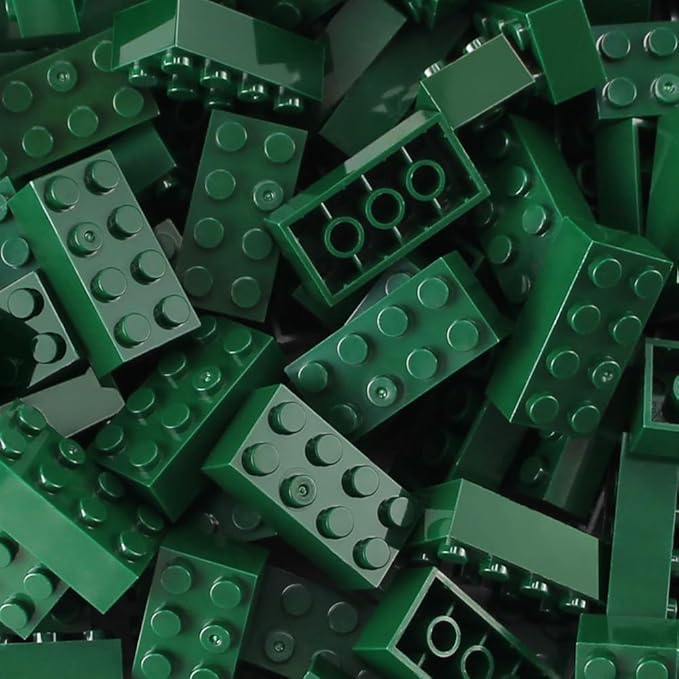 Feleph 100pcs 2x4 Bricks Dark Green Pieces Parts Classic Building kit Creative Play Set Basic Blocks Toy Accessories Compatible with 3001 Major Brands