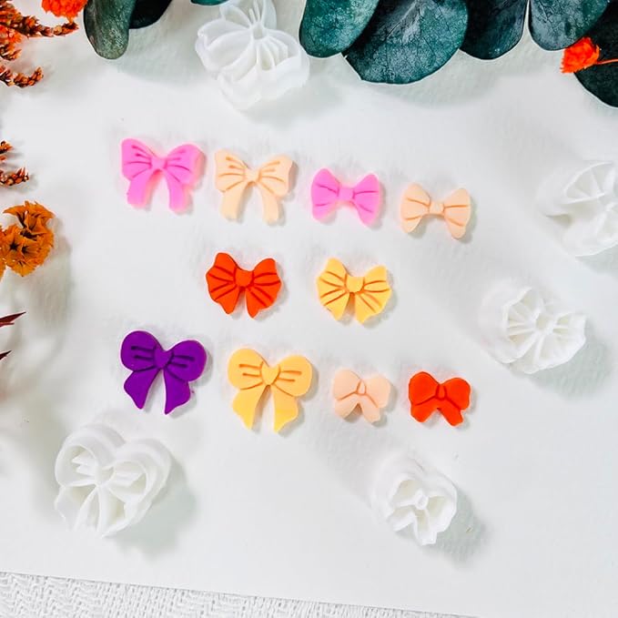 Polymer Clay Cutters Bow Set – 5PCS Cute Bow Clay Cutters for Polymer Clay Jewelry, Sweet Ribbon Clay Earring Cutters Shapes, DIY Clay Tools for Earrings, Charms and Crafts