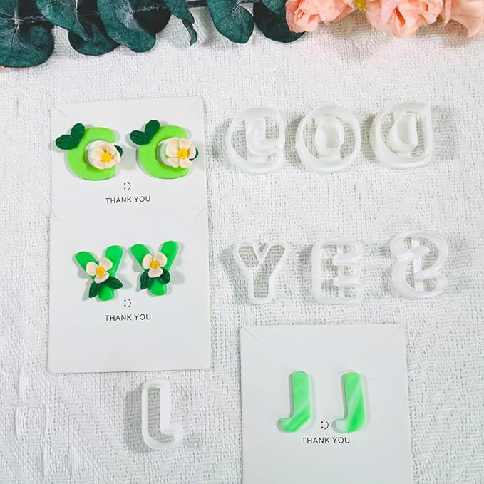 Xaekicr Alphabet Polymer Clay Cutters: 26 Pcs, Letter Designs for Polymer Clay Jewelry,Letter Clay Molds for DIY Custom Clay Earrings