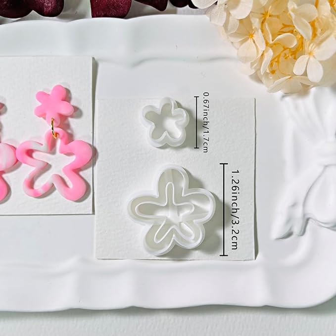 2PCS Flower Polymer Clay Cutters – Floral Clay Earring Cutters for Spring Jewelry, Cute Clay Tools for Polymer Clay Crafts and DIY Gift Making