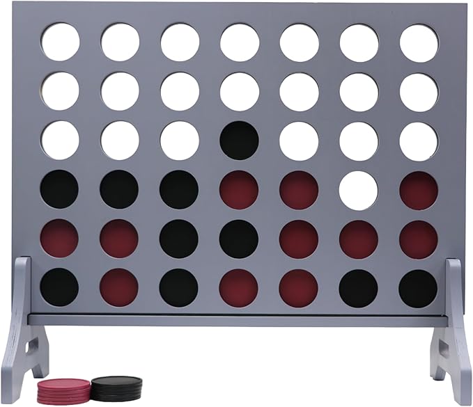 Tailgating Pros Premium Grey Giant Four in a Row with Carrying Case - Jumbo Oversized Outdoor Yard Game - Connect Multiple Pucks in a Row to Win - Many Puck Colors Available!