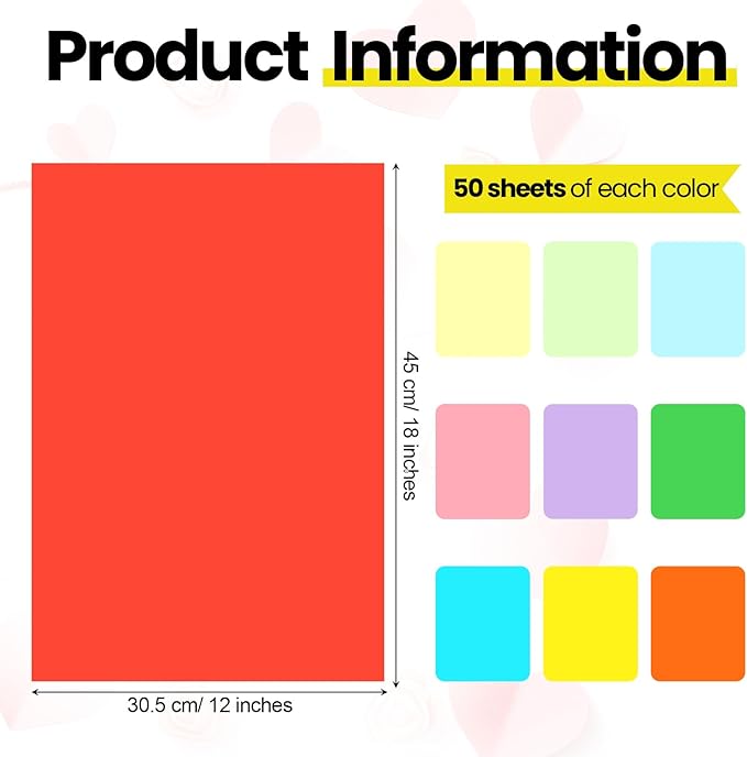 Yahenda 500 Pieces Construction Paper Lightweight 12'' x 18'' Colored Card Stock Bulk Craft Printer Paper for Drawing Art DIY Craft Scrapbook Party(Fresh Color)