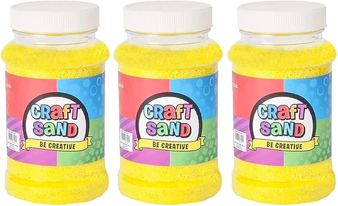 The Dreidel Company Craft Sand Art for Kids, Sand Play DIY Drawing, Messy Play, Sensory, Sand Decorations, 22 Oz, Red (3-Pack) (Yellow, 3-Pack)