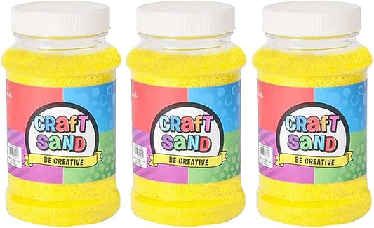 The Dreidel Company Craft Sand Art for Kids, Sand Play DIY Drawing, Messy Play, Sensory, Sand Decorations, 22 Oz, Red (3-Pack) (Yellow, 3-Pack)
