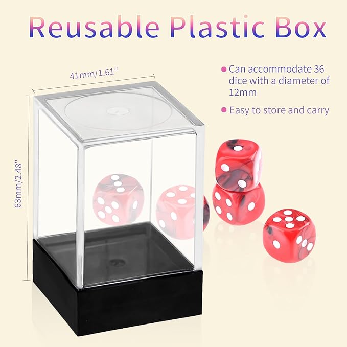 36 Pieces 12mm 6 Sided Mini Dice Set,Two Colours D6 Game Dice Set,6 Sided Standard Game Dice for Board Games Dice Games Classroom Teaching Dices Game,with Portable Gaming Box(Red & Black)