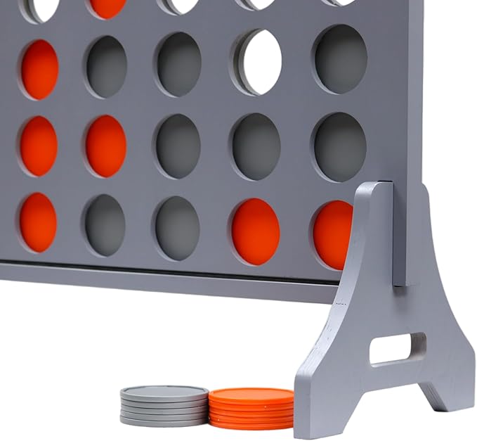 Tailgating Pros Premium Grey Giant Four in a Row with Carrying Case - Jumbo Oversized Outdoor Yard Game - Connect Multiple Pucks in a Row to Win - Many Puck Colors Available!