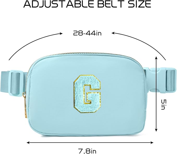 Gitus Gifts for 8 9 10 11 12 Year Old Girls Belt Bag Fanny Pack Crossbody Bags with Initial Letter Patch Cute Stuff Birthday Gifts for Teen Girls Women Personalized Trend Stuff (Icing Blue-G)