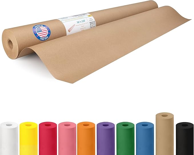 Brown Paper Roll 36" x 1800" (150 feet) - USA-Made Wrapping Kraft Paper 50lb Thickness for Packing, Moving, Shipping, Crafts, Arts, Birthday Party - 100% Recycled Gift Wrap Material by IDL Packaging