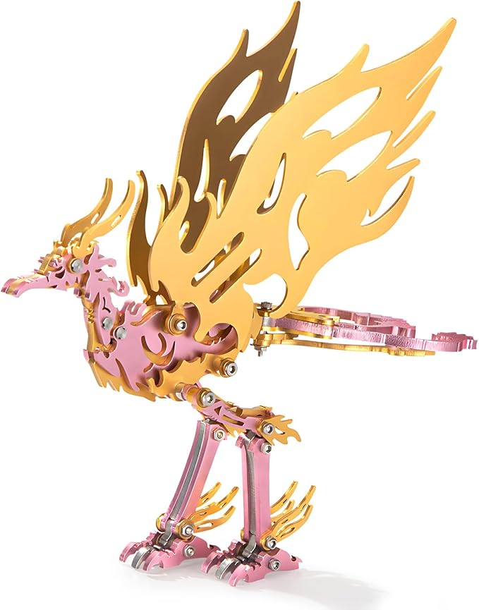 3D Metal Puzzles for Adults, Mechanical Metal Model Kits for Adults Bi Fang, 3D Puzzle Stainless Steel Ornaments for Men Women Art Craft Gifts Toys(Golden Wing).