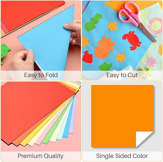 Opret Origami Paper Large, 100 Sheets 9.8x9.8 inch 25x25 cm Origami Paper 50 Vivid Colors Single Sided for Arts and Crafts Projects