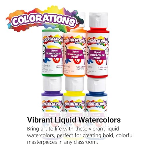 Colorations Liquid Water Color Paints, Set of 6, 2 OZ EA, Blue, Green, Red, Purple, Yellow, Orange, Party Favors, Craft & Glue Dye