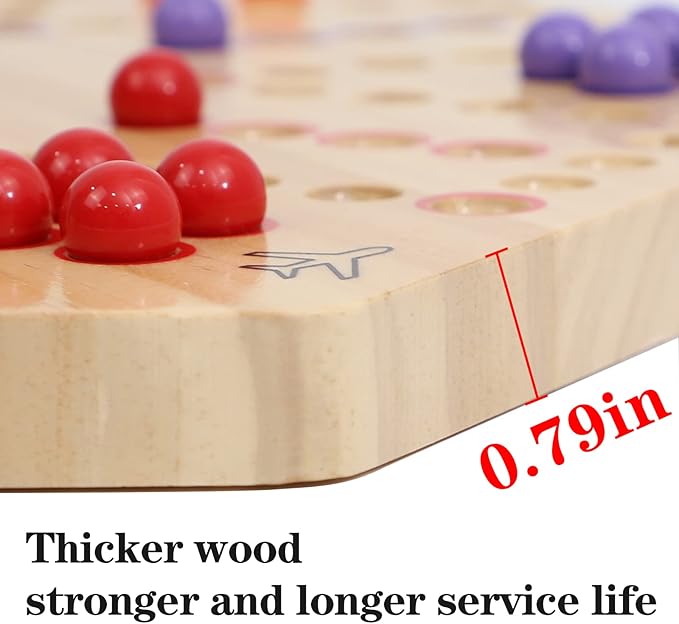 HOROW Wahoo Board Game Wooden Original Board Game Classic 2 Side Painted Fast Track Game for 4 Player and 6 Player with 30 Marbles,6 Dices for Family Game Night(6large,Log)