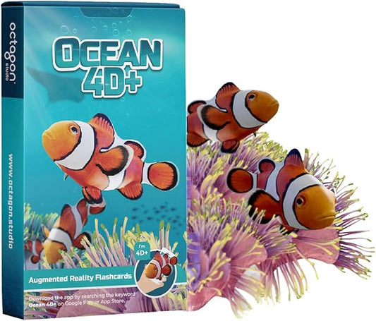 4D+ Augmented Reality Flashcards for Kids – Educational STEM Cards with Free App – Interactive Learning for Ages 4+ (Ocean 4D+)