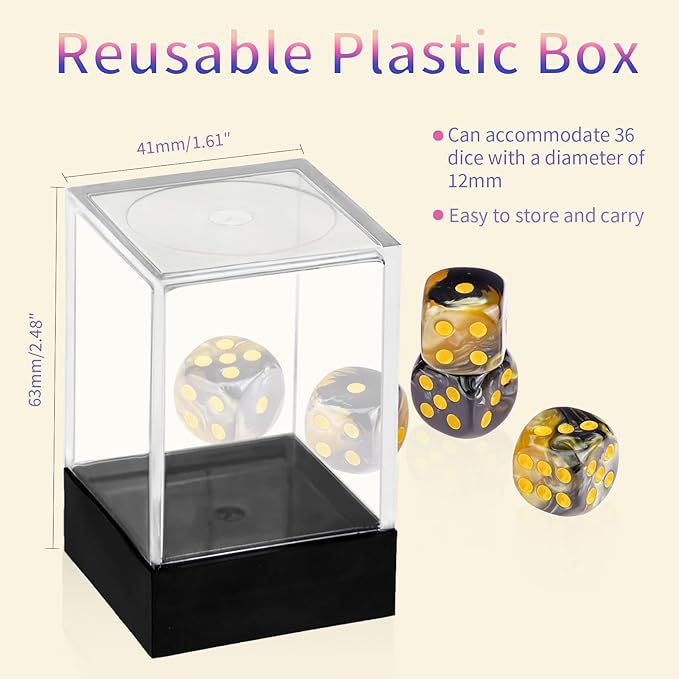 36 Pieces 12mm 6 Sided Mini Dice Set,Two Colours D6 Game Dice Set,6 Sided Standard Game Dice for Board Games Dice Games Classroom Teaching Dices Game,with Portable Gaming Box(Gold & Black)