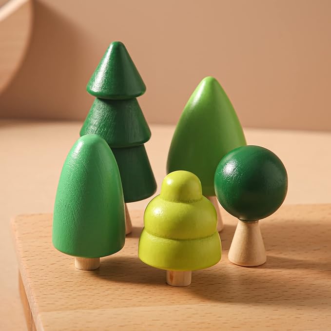 Wooden Tree Toy with Stacking Blocks for Toddlers Wood Peg Dolls and Balancing Stones for Home Decrocation Wooden Montessori Toys for Boys Girls Mini Trees Ornaments for Home Decor Accessories