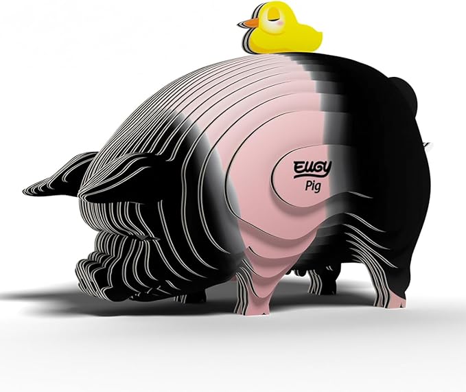 Eugy Pig 3D Puzzle - 31 Piece Eco-Friendly Educational Toy Puzzle for Boys, Girls & Kids Ages 6+