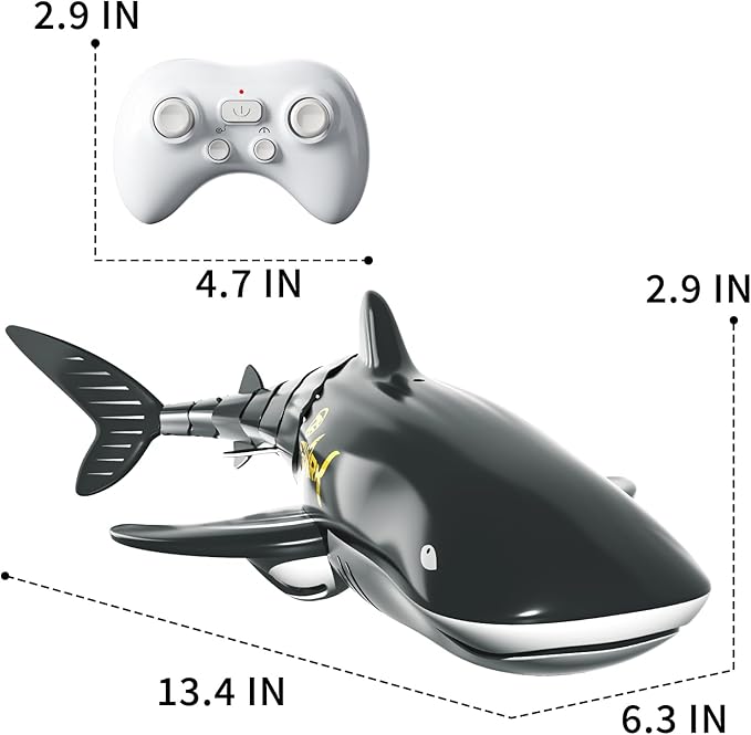 Bennol 2.4Ghz Remote Control Whale Shark Toys for Boys Kids, 1:18 Scale High Simulation Whale Shark for Pool, Electric RC Whale Shark Fish Birthday Christmas Toys for 4 5 6 7 8 9 Year olds Boys Girls