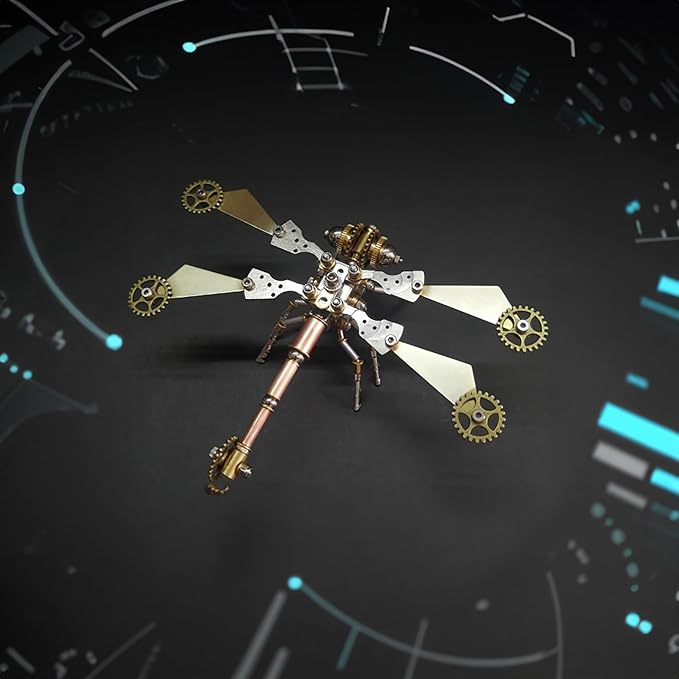 Steampunk Metal Insect Bug Mechanical DIY Kits Puzzle Mechanical Dragonfly Model Handmade Personalized Gifts Adult Craft Kits(Gear Dragonfly)