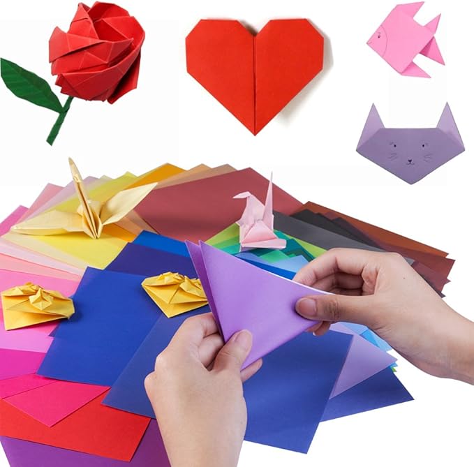 Opret Origami Paper Large, 100 Sheets 20x20cm / 8 inch Large Origami Paper 50 Vivid Colors Single Sided for Arts and Crafts Projects