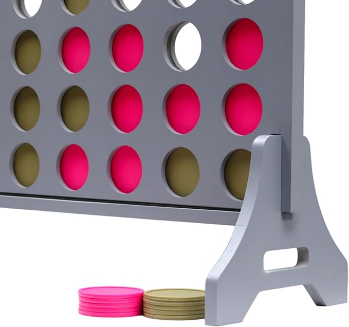 Tailgating Pros Premium Grey Giant Four in a Row with Carrying Case - Jumbo Oversized Outdoor Yard Game - Connect Multiple Pucks in a Row to Win - Many Puck Colors Available!