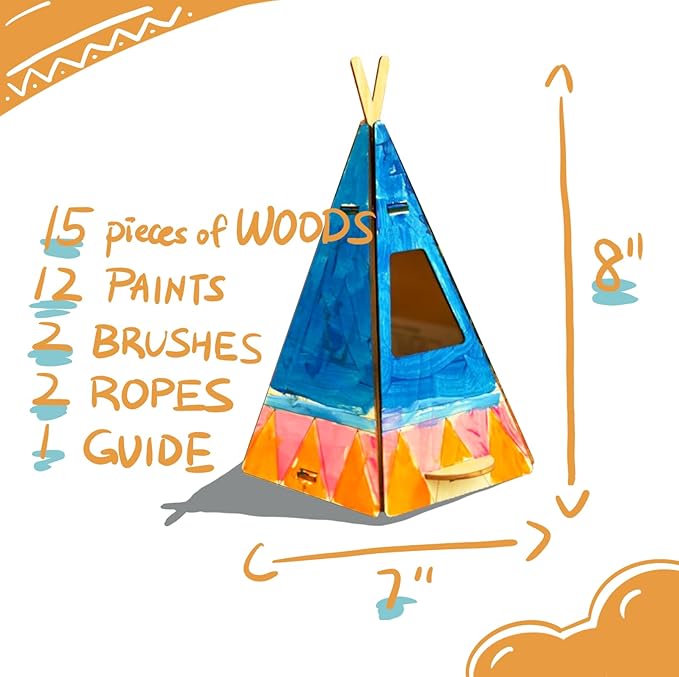 Chirpy - DIY Wooden Birdhouse Painting Kit for Kids - 8" - Non-toxic Paints, Brushes, Palette, Dream Catcher - Bird House Feeder Coloring Set - Art & Craft Project, Educational Toy, Nature Activity