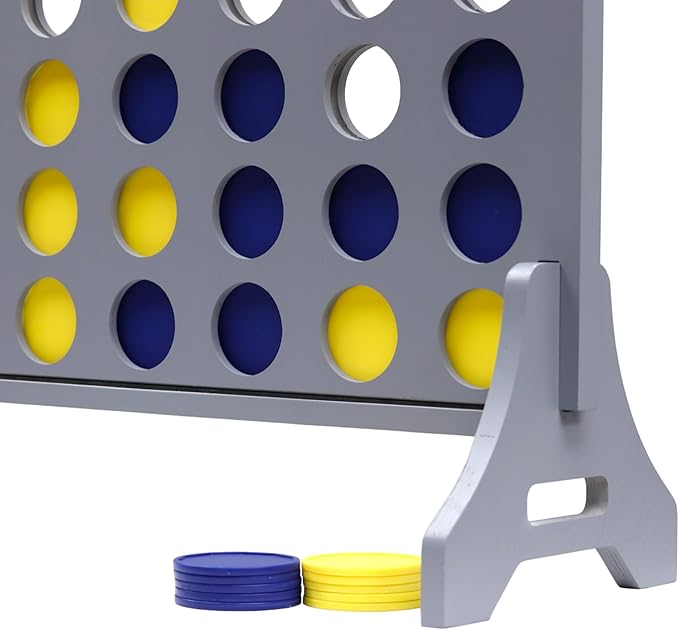 Tailgating Pros Premium Grey Giant Four in a Row with Carrying Case - Jumbo Oversized Outdoor Yard Game - Connect Multiple Pucks in a Row to Win - Many Puck Colors Available!