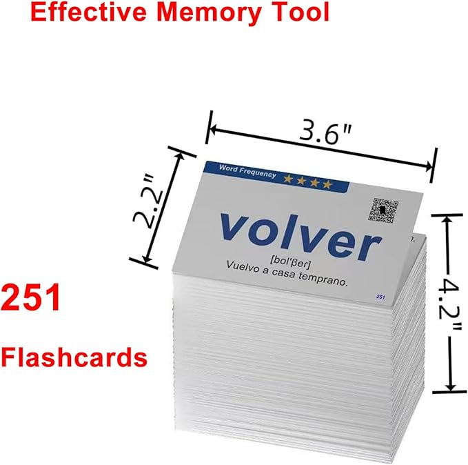 251 Spanish Verb Conjugation Presente Indicativo Flash Cards - Learn Spanish for Adults Flashcards