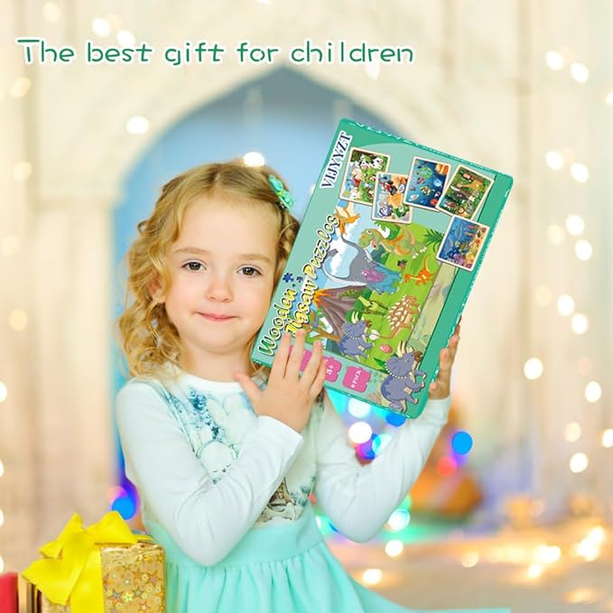 Wooden Puzzles for Kids Ages 3-5, 6 Packs 24 PCs Jigsaw Puzzles Preschool Educational Brain Teaser Boards Toys Gifts for Children, Wood Puzzles for 3 4 5 6 Year Old Boys Girls