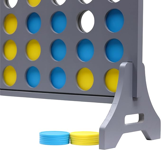 Tailgating Pros Premium Grey Giant Four in a Row with Carrying Case - Jumbo Oversized Outdoor Yard Game - Connect Multiple Pucks in a Row to Win - Many Puck Colors Available!
