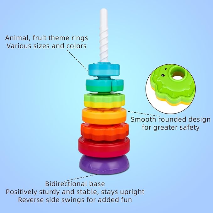 Montessori Toys for 1+ Year Old, Educational Stacking Spinning Baby Toys, Learning Toys Sensory Toys for Toddlers 1-3, Christmas Birthday Easter Gift for Babies 12-18 Months