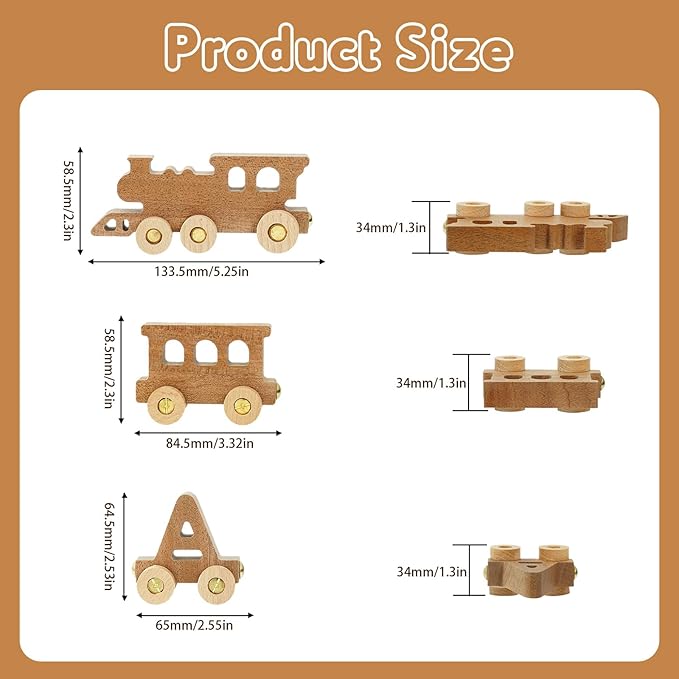 Personalized Wooden Alphabet Train, Custom Magnetic Name Puzzle Educational Toy for Toddlers Ages 2-5, Birthday Christ mas Gifts