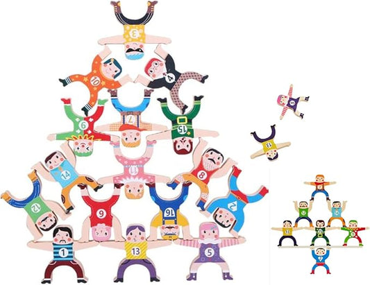 16 PCS Stacking Figure Toys, Fun Balancing Building Blocks Game for Kids 3 4 5 6 7 8 + Years Old Boys and Girls, Family Stacking Games Gift, K Trends.