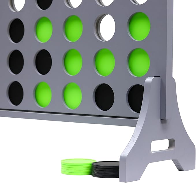 Tailgating Pros Premium Grey Giant Four in a Row with Carrying Case - Jumbo Oversized Outdoor Yard Game - Connect Multiple Pucks in a Row to Win - Many Puck Colors Available!